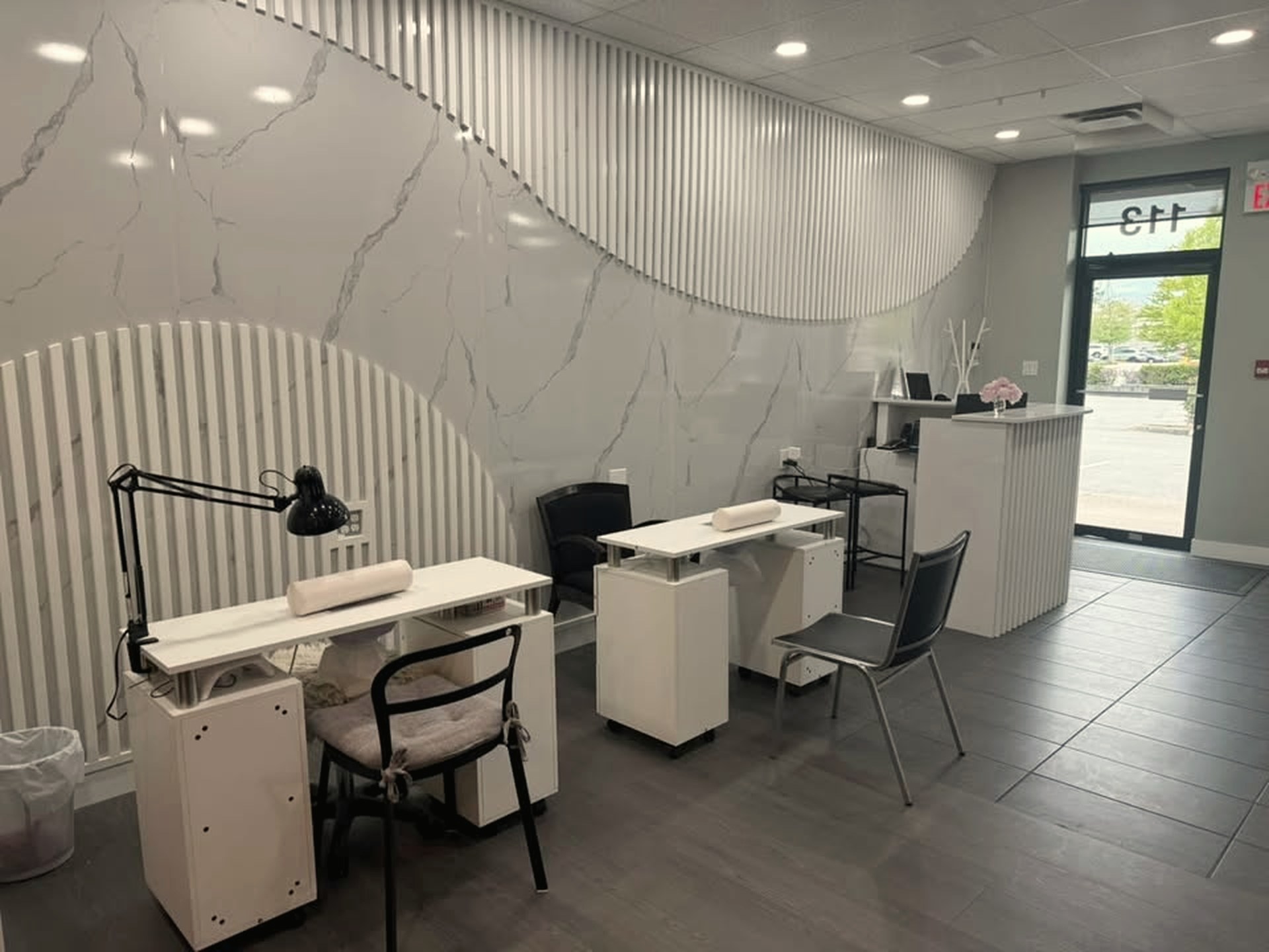 Marble nail stations at Rozina's Beauty Services